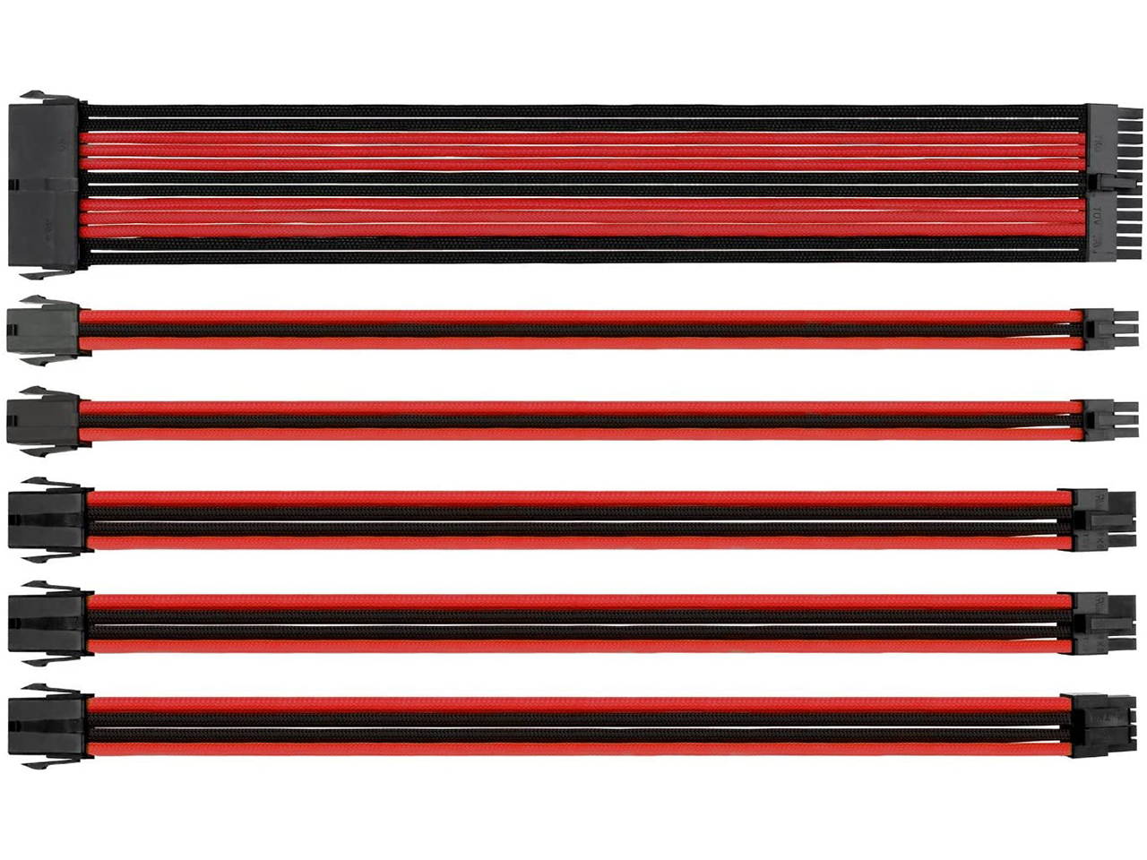 Vicabo QH-LU-025 11.81 in. Braided ATX Sleeved Cable Extension Power Supply Cable Kit PSU Connectors, 24 Pin ATX, 4+4 Pin EPS, 8-pin PCI-E, 6-pin PCI-E with Combs (Black & White)