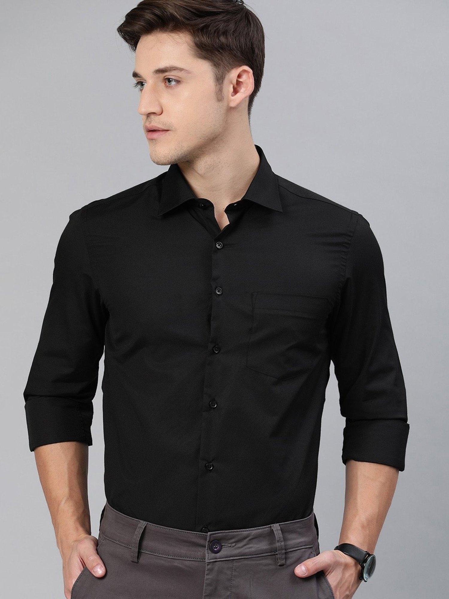 IVOC Black Slim Fit Shirt