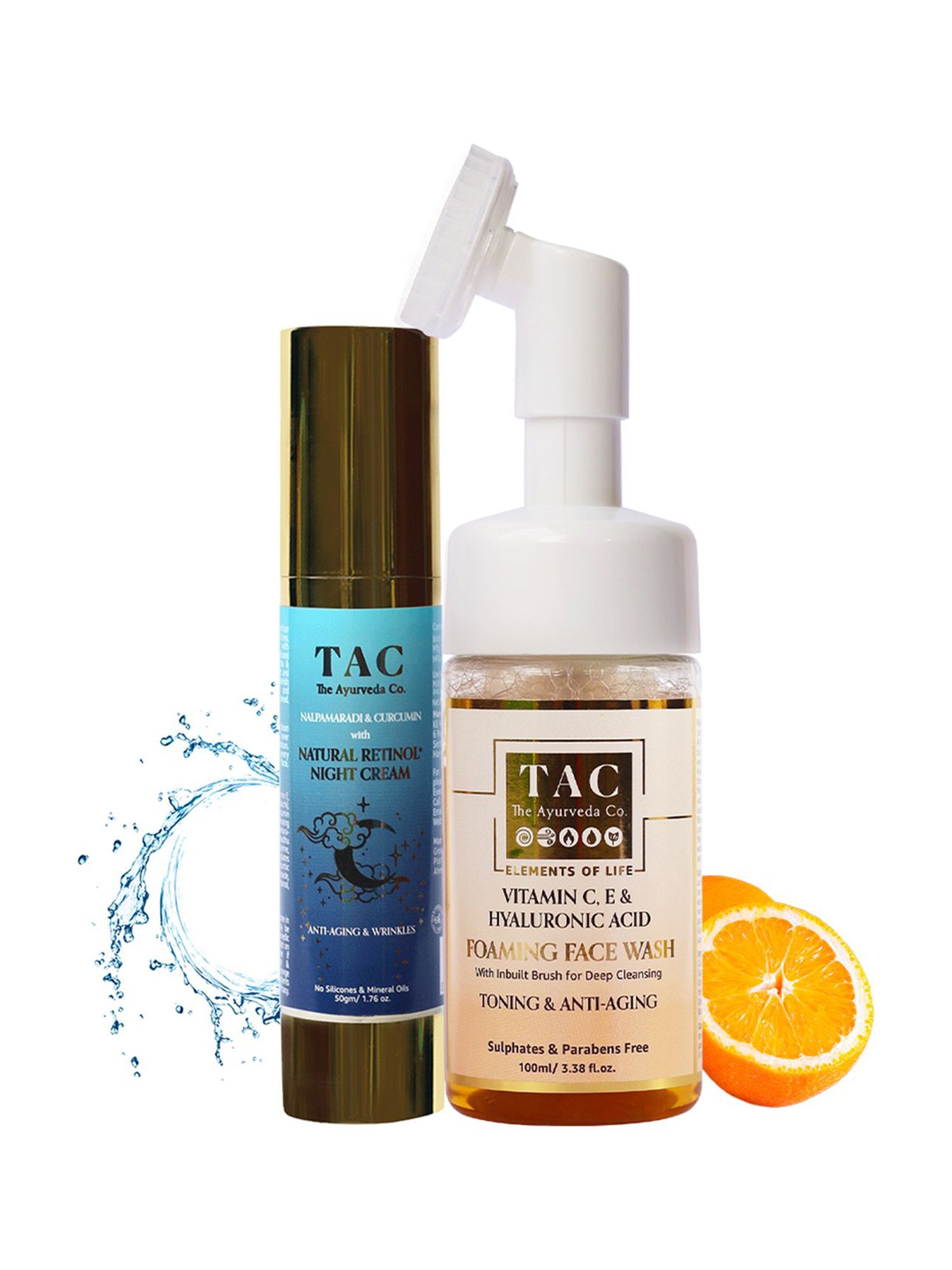 TAC - The Ayurveda Co. Night Cream & Vitamin C, Retinol Foaming Face Wash