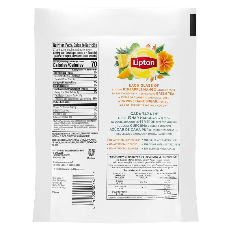 Lipton Aqua Frescas Pineapple Mango Tea Mix - 10qt