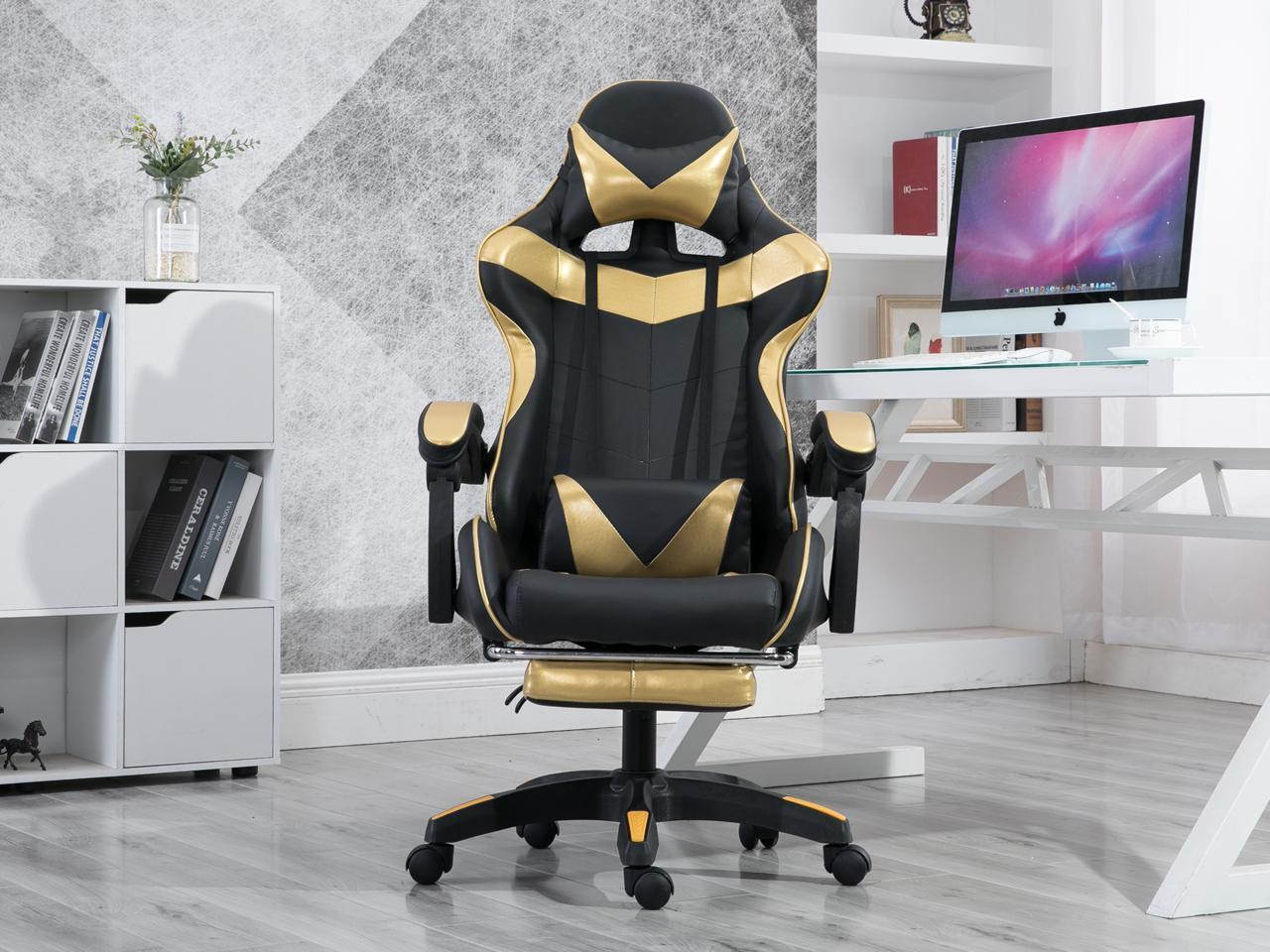 Gaming Chair, Office Computer Game Chair, Height Adjustment Recliner Swivel Rocker with Headrest and Lumbar Pillow E-Sports Chair