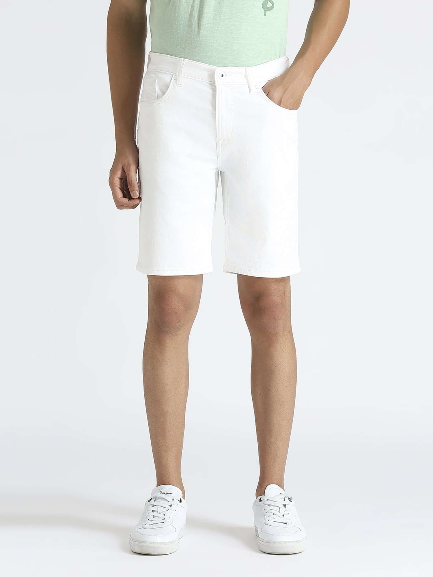 Pepe Jeans White Regular Fit Denim Shorts