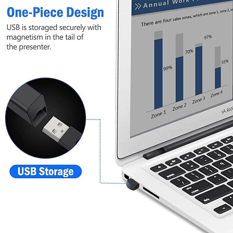 for Bluetooth Powerpoint Presentation Clicker RF 24GHz PPT Wireless Presenter Presentation Remote Powerpoint Clicker Remote for MacWindowsKeynoteComputer Not for iPad