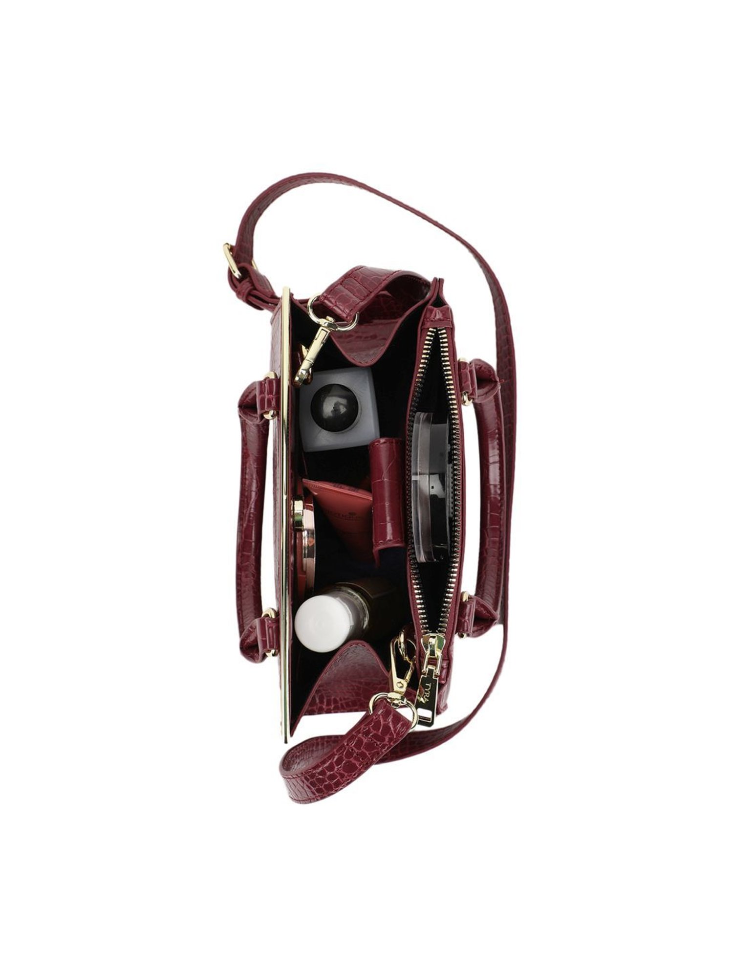 Tyra Calla Wine Textured Faux Leather Handbag