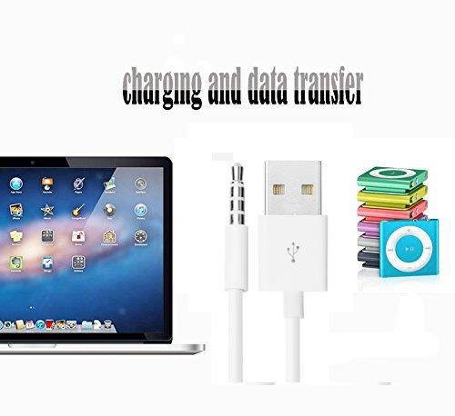 Amicable USB Date Cable Replacement for iPod Shuffle Charger Cable,(2-Pack) 3.5mm Jack/Plug to USB Power Charger Sync Data Transfer Cable for iPod Shuffle 3rd 4th 5th /6/7 Gen MP3