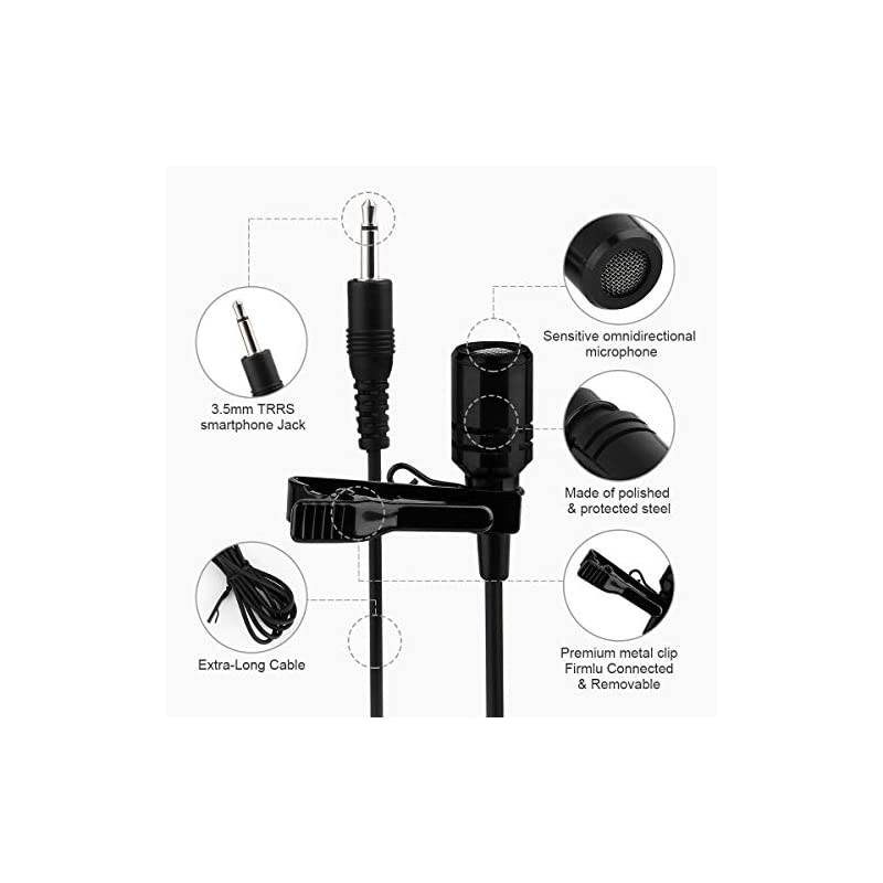 59 inch Wired Lavalier Lapel Microphone, 2 Pack 3.5mm Portable Clip on Omnidirectional Mic Condenser for Recording Podcast PC Laptop Android iPhone YouTube Interview ASMR