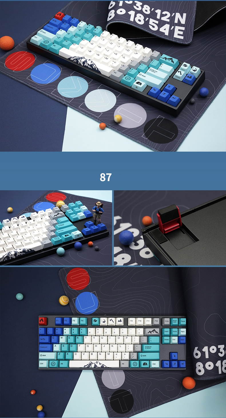 Varmilo  Ergonomic Design, Cool Exterior 87 Keys USB Wired Cable Detachable Cherry MX Mechanical Gaming  Keyboard With White Backlit For Office And Game, PBT Keycaps - VA87M Nordic Summit Verison