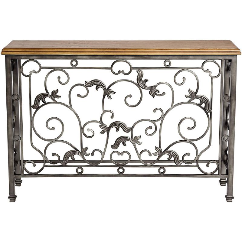 Kensington Hill Leda 50 1/2" Wide Antique Pewter and Elm Wood Console Table