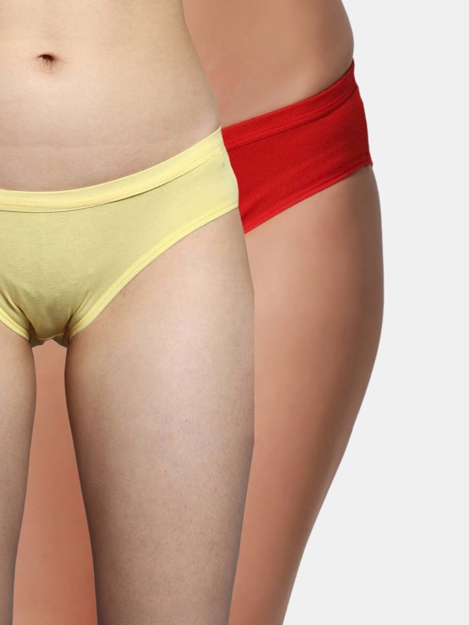 Bleeding Heart Yellow & Red Plain Panties - Pack Of 2