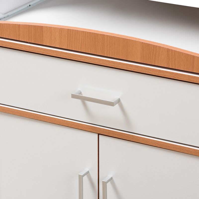 Edonia Modern and Contemporary Beech and Finish Kitchen Cabinet White/Brown - Baxton Studio