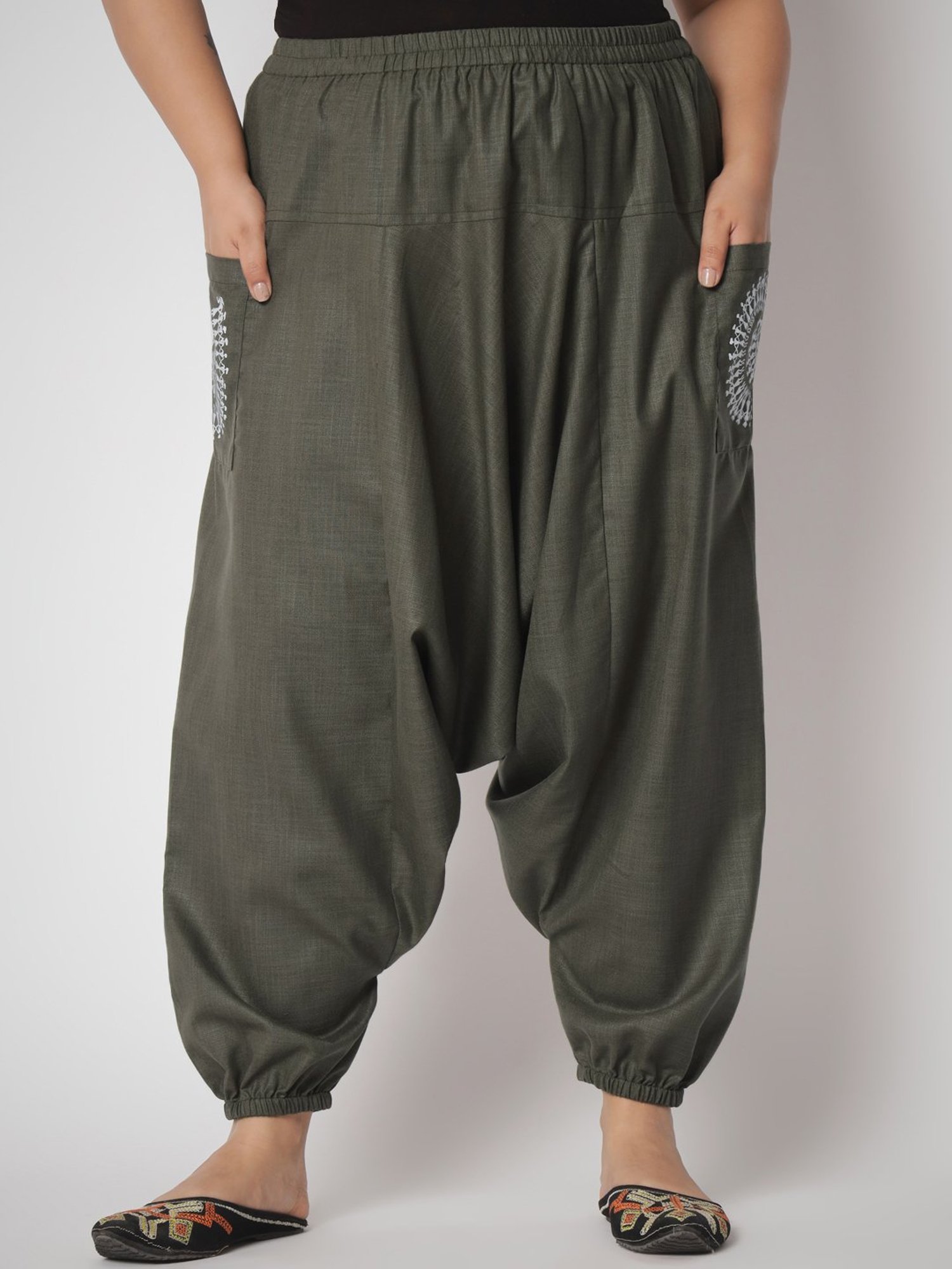 9rasa Olive Printed Plus Size Pants