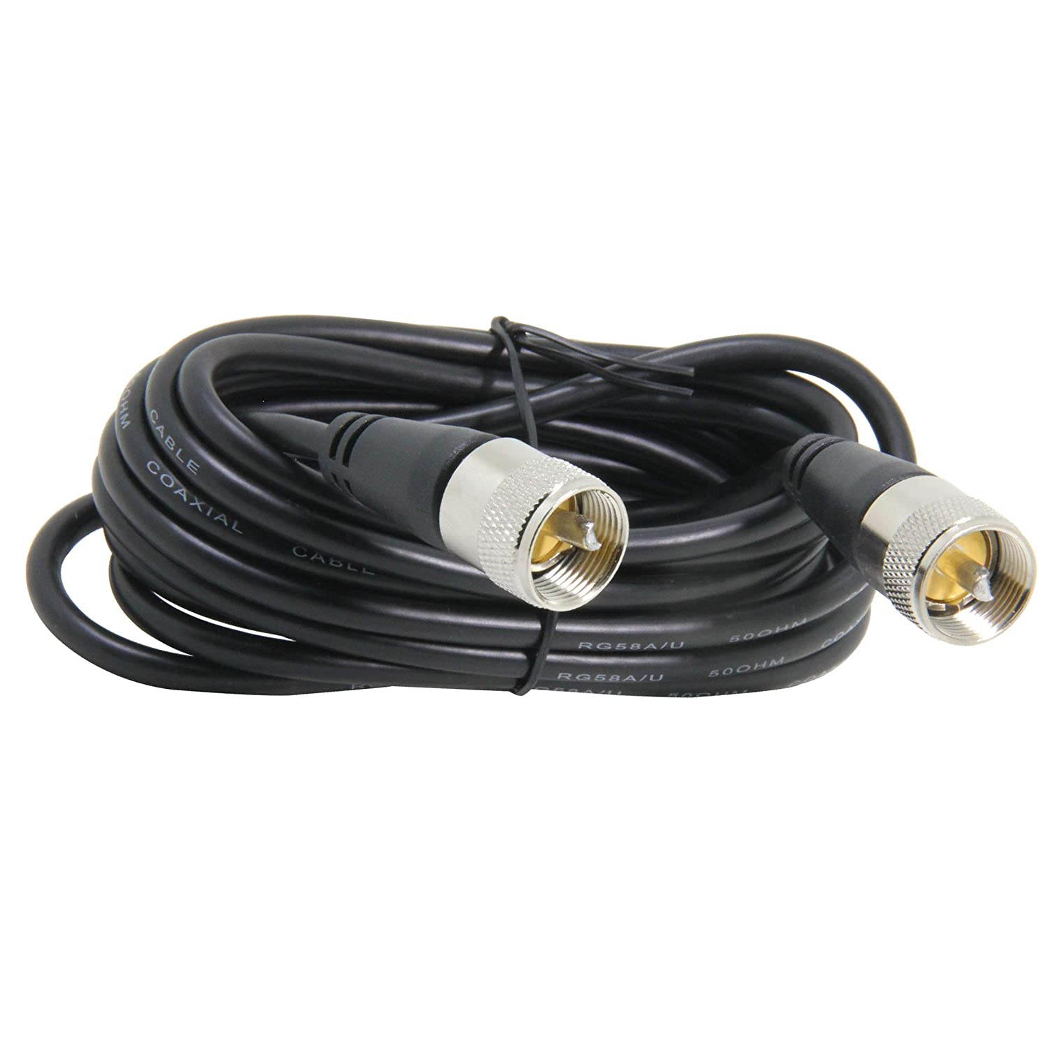 CB Radio Coax Cable 18ft, Ancable 50 Ohm Low Loss RG58 Coax Jumpers, UHF Male to Male PL-259 CB Ham Antenna Cable