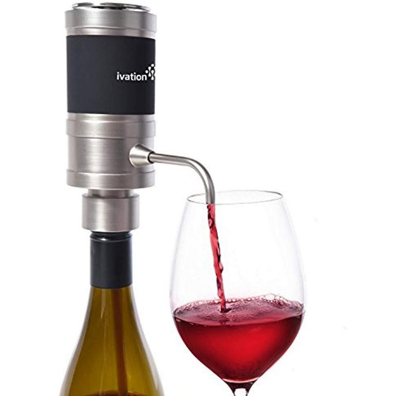 Ivation Electric Wine Aerator and Dispenser - Easy Touch Operation - Battery Operated - Decanter for Red and White Wine - FDA Approved - Gift Box