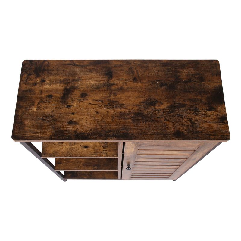 Wooden Storage Cabinet with Shutter Door and 3 Compartments Brown - Benzara