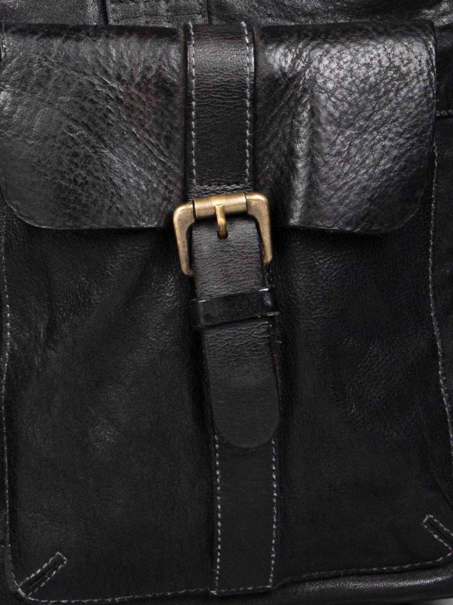 Art N Vintage Logan Black Leather Solid Large Laptop Messenger Bag