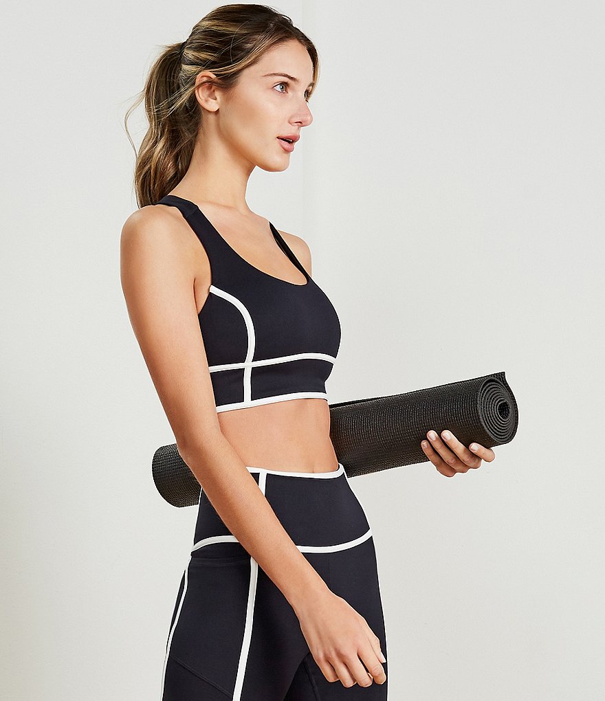 Antonio Melani Action Long Line Medium Impact Contrast Trim Sports Bra