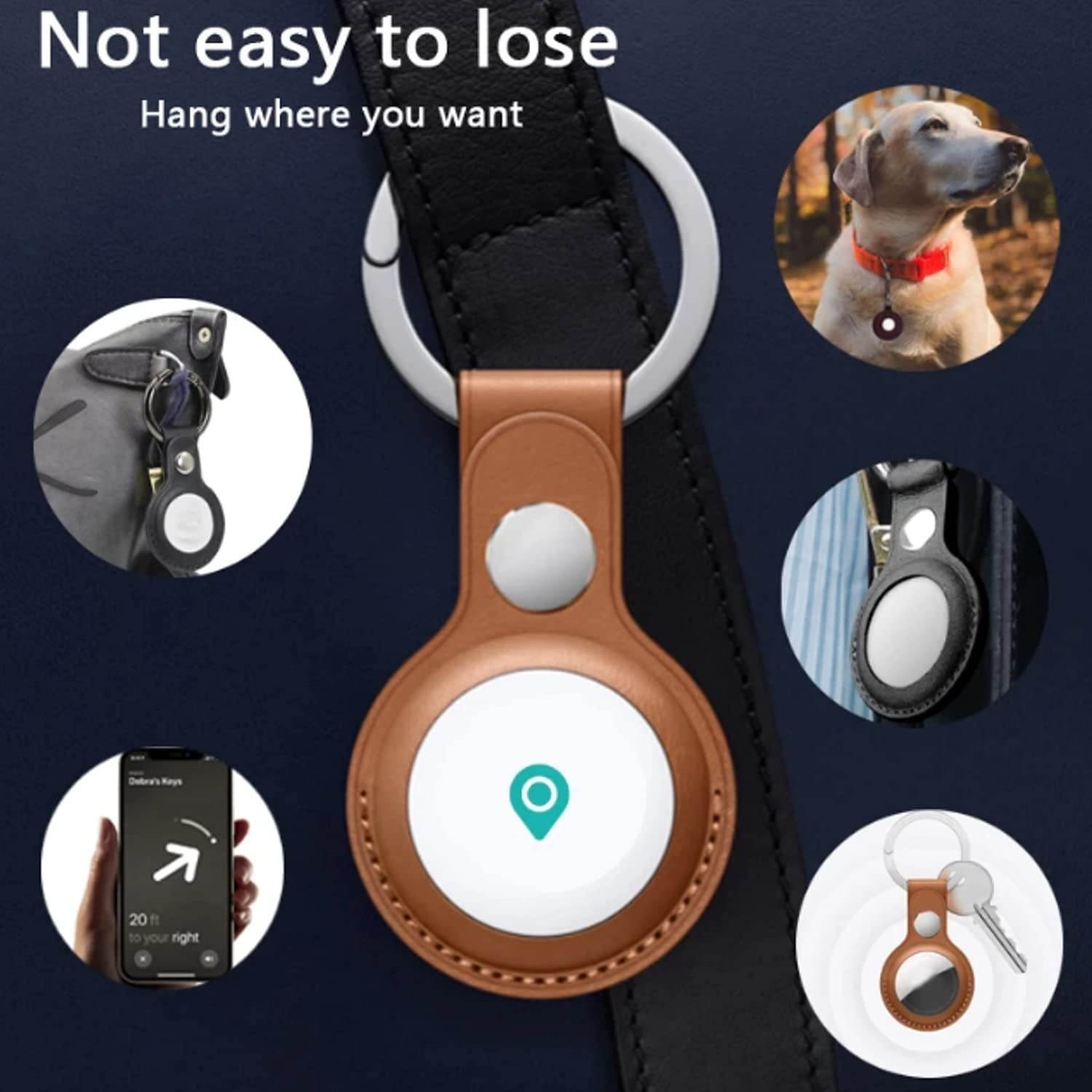 AirTag Key Ring Keychain Pu Leather Keyring Keychain for Apple AirTag Finder