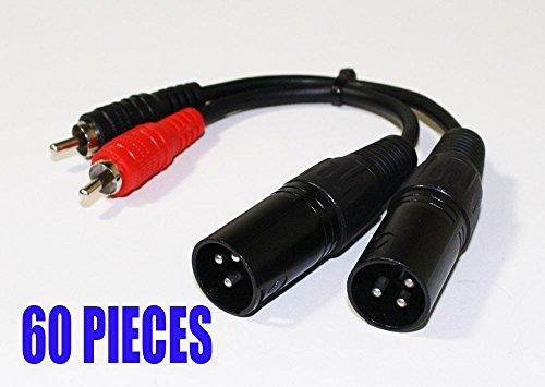 60 PIECES EMB PRO 2XMRCM6I16G - 2 XLR Male to 2 RCA Male Stereo Plug 6" Cables