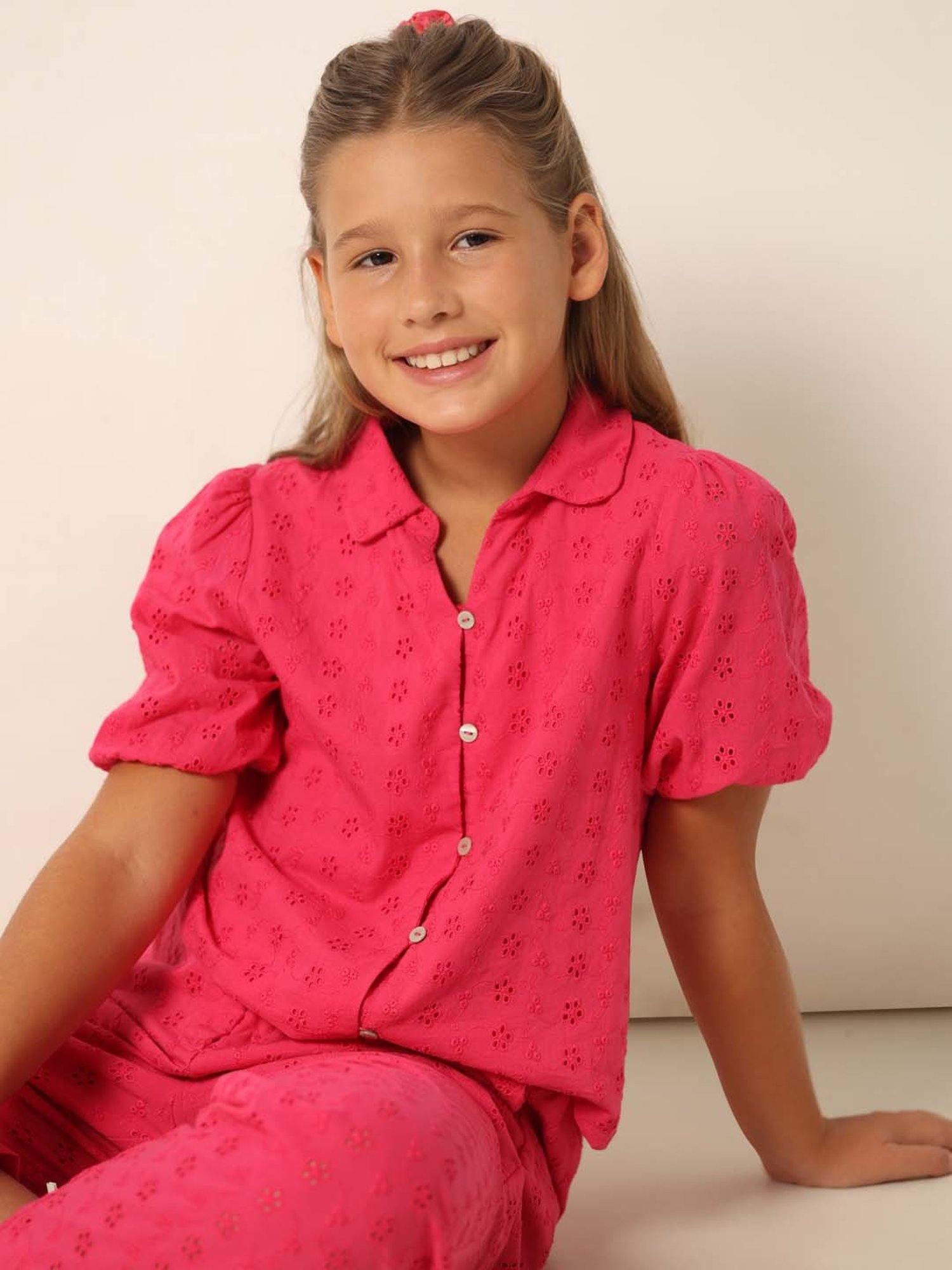 VERO MODA GIRL Pink Cotton Relaxed Fit Shirt