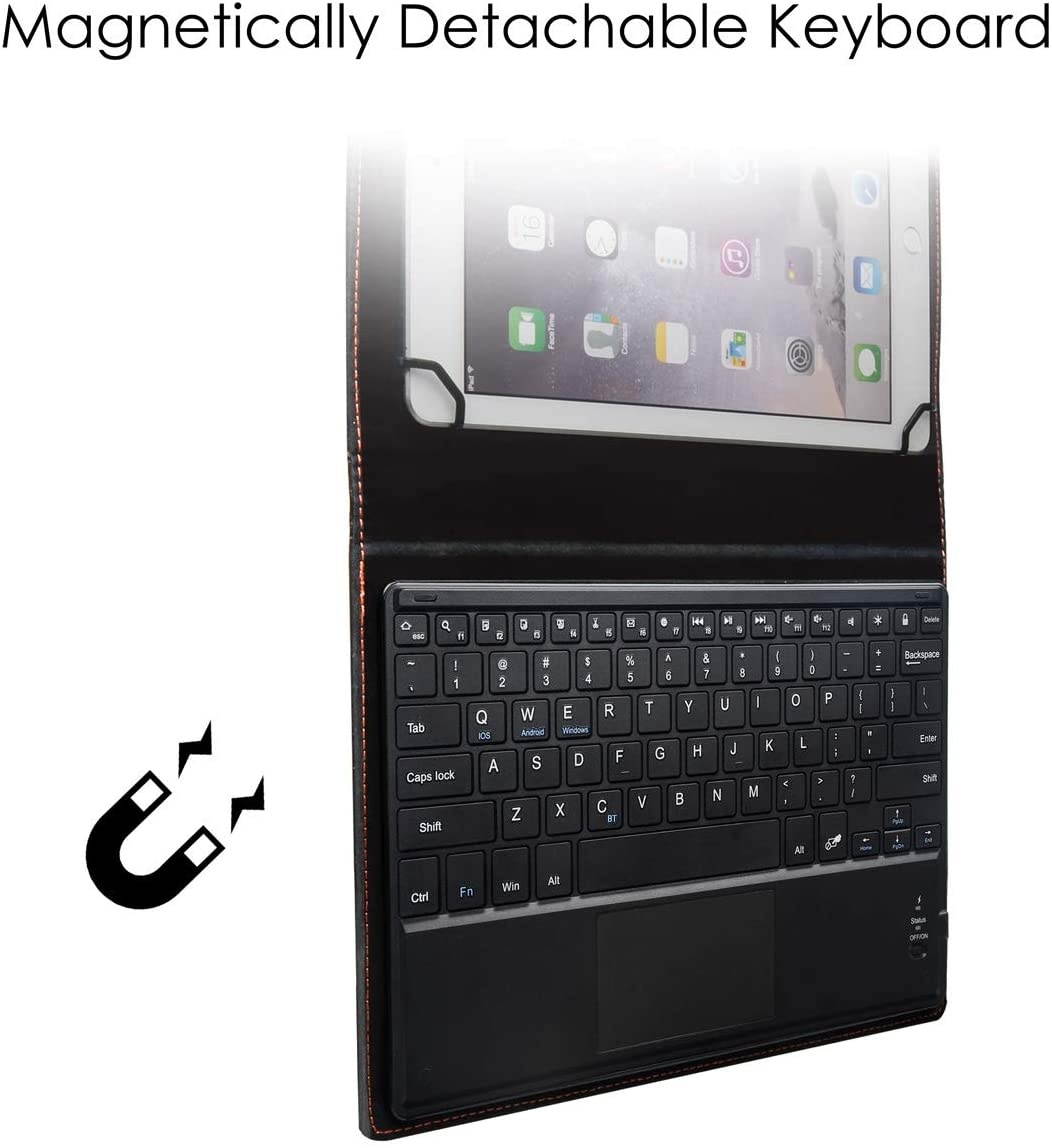 Eoso TouchPad Keyboard case for 9 1010.110.5 Tablets2-in-1 Bluetooth Wireless Keyboard with Touchpad & Leather Folio Cover(Black)