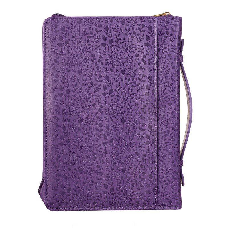 Bible Cover, I Can Do All This Floral Embossed Purple, Large