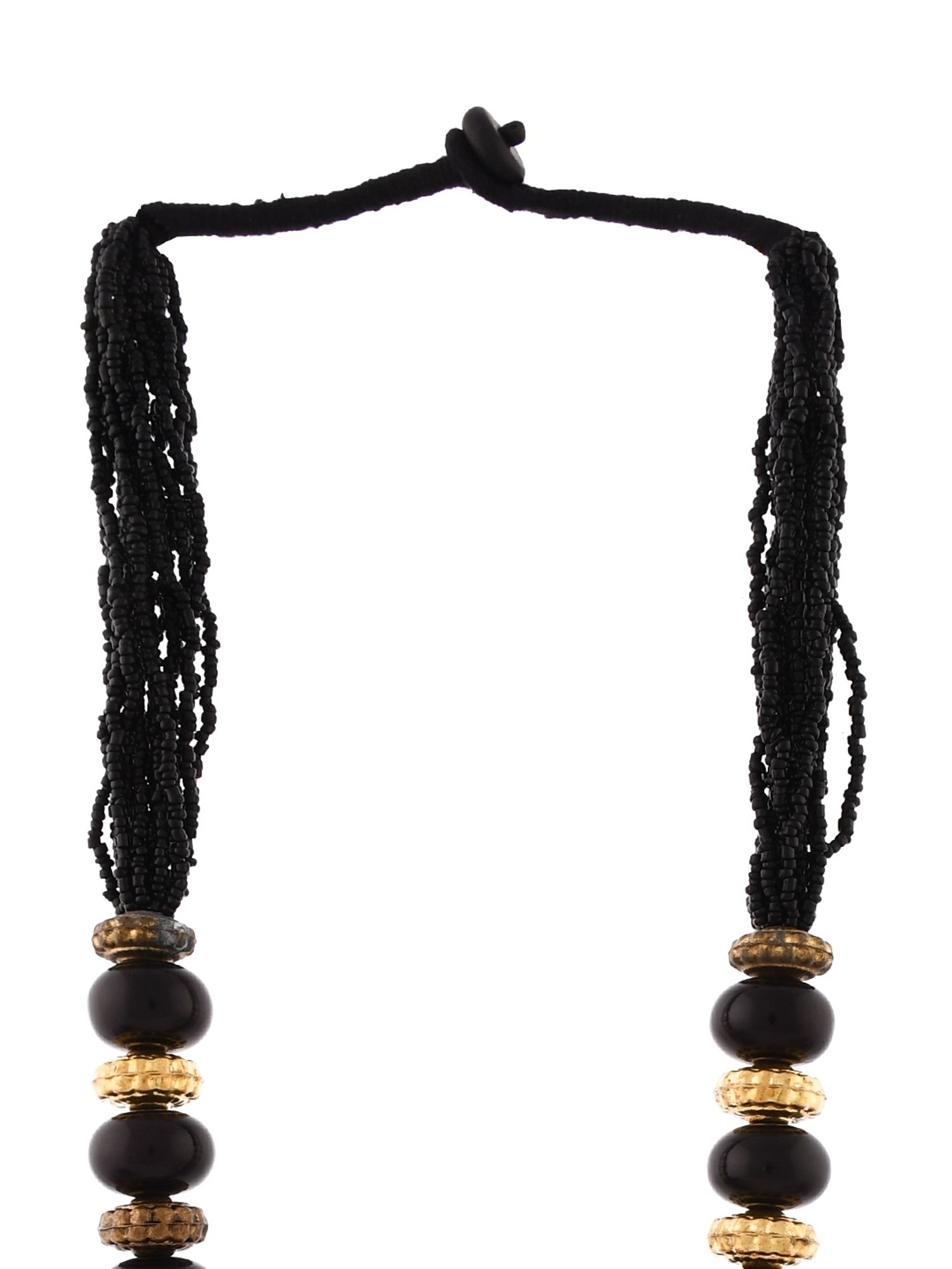 Imli Street Black Golden Long Beaded Handcrafted Necklace