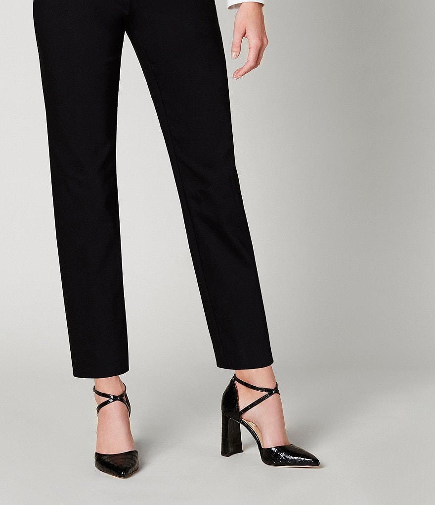 Deltan Tessa Croc-Embossed T-Strap Block Heel Pumps