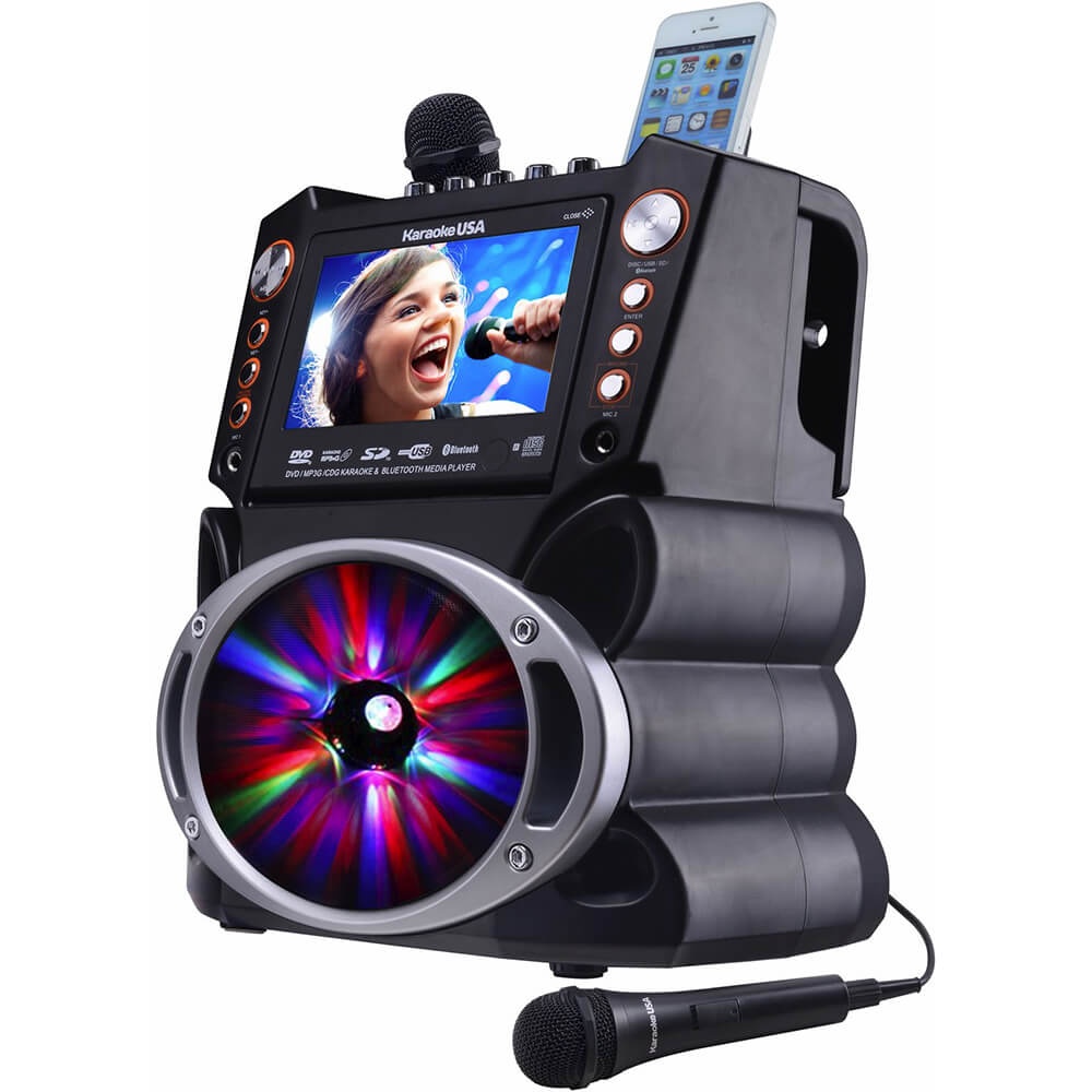 KARAOKE USA(TM) GF846 Bluetooth Karaoke Machine with Synchronized LEDs