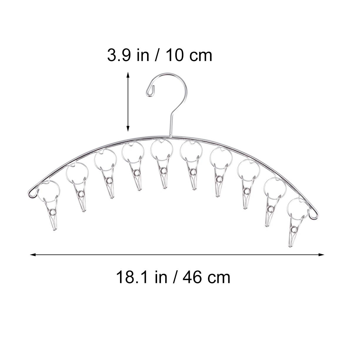 2 Pack Stainless Steel Laundry Drying Rack Clothes Hanger with 10 Clips for Drying Socks Towels Diapers Underwear