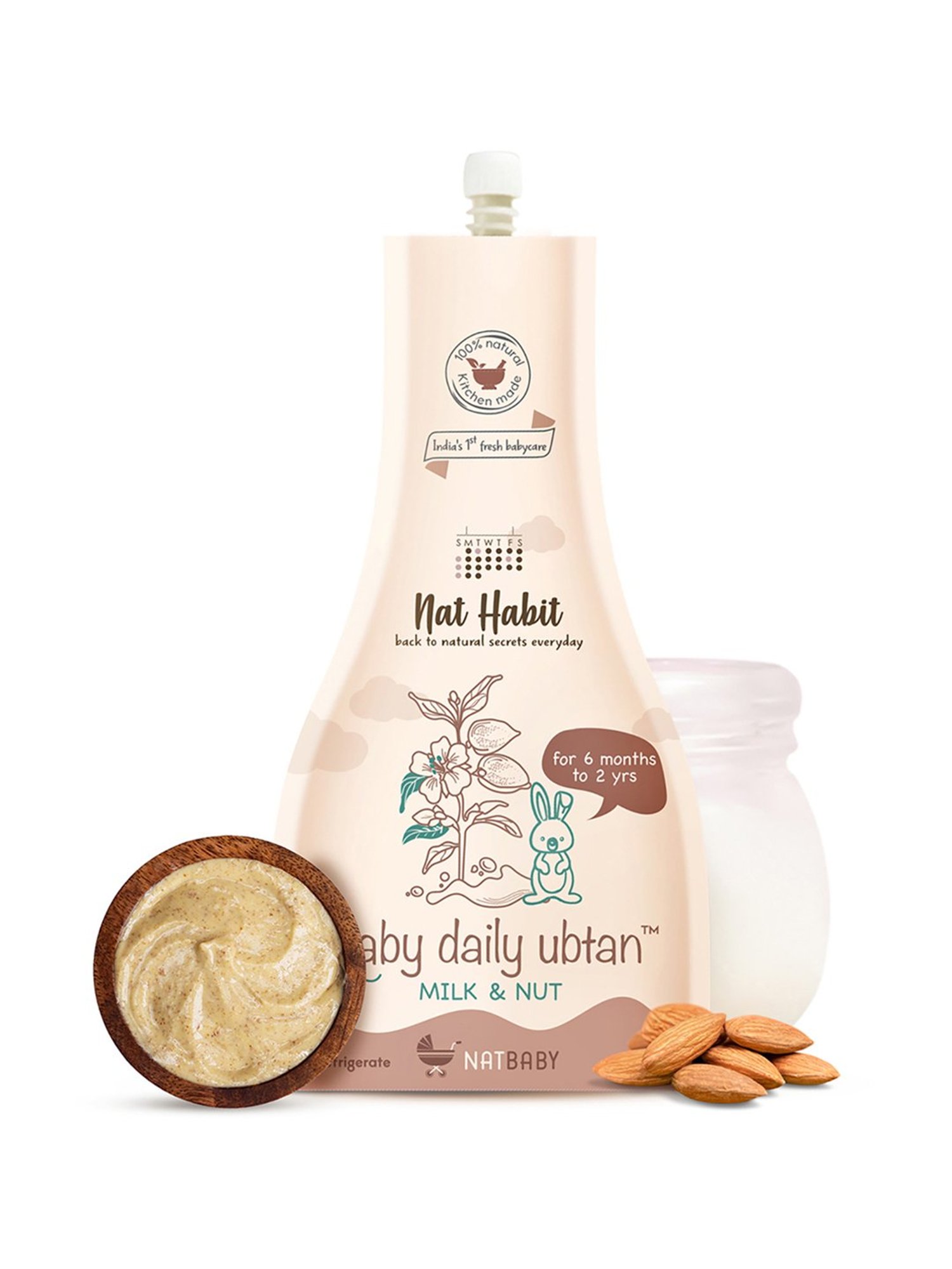 Nat Habit Milk & Nut Baby Daily Ubtan Body Scrub for 6 Months to 2 Years - 80 gm
