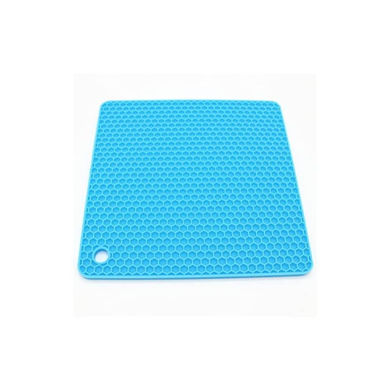 Silicone Pot Mat for Countertop Trivet Pads Heat Resistant Table Placemats 4 Pack,Size:7.5x7.5 Inch, Color: Blue, Shape:Square