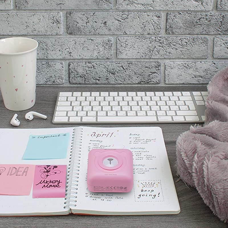 Mini Bluetooth Pocket Printer,Peripage Printer, Portable Label Sticker Receipt Printer, Compatible with Android iOS Devices Windows System for Mothers Gifts,Child Painting Couple.