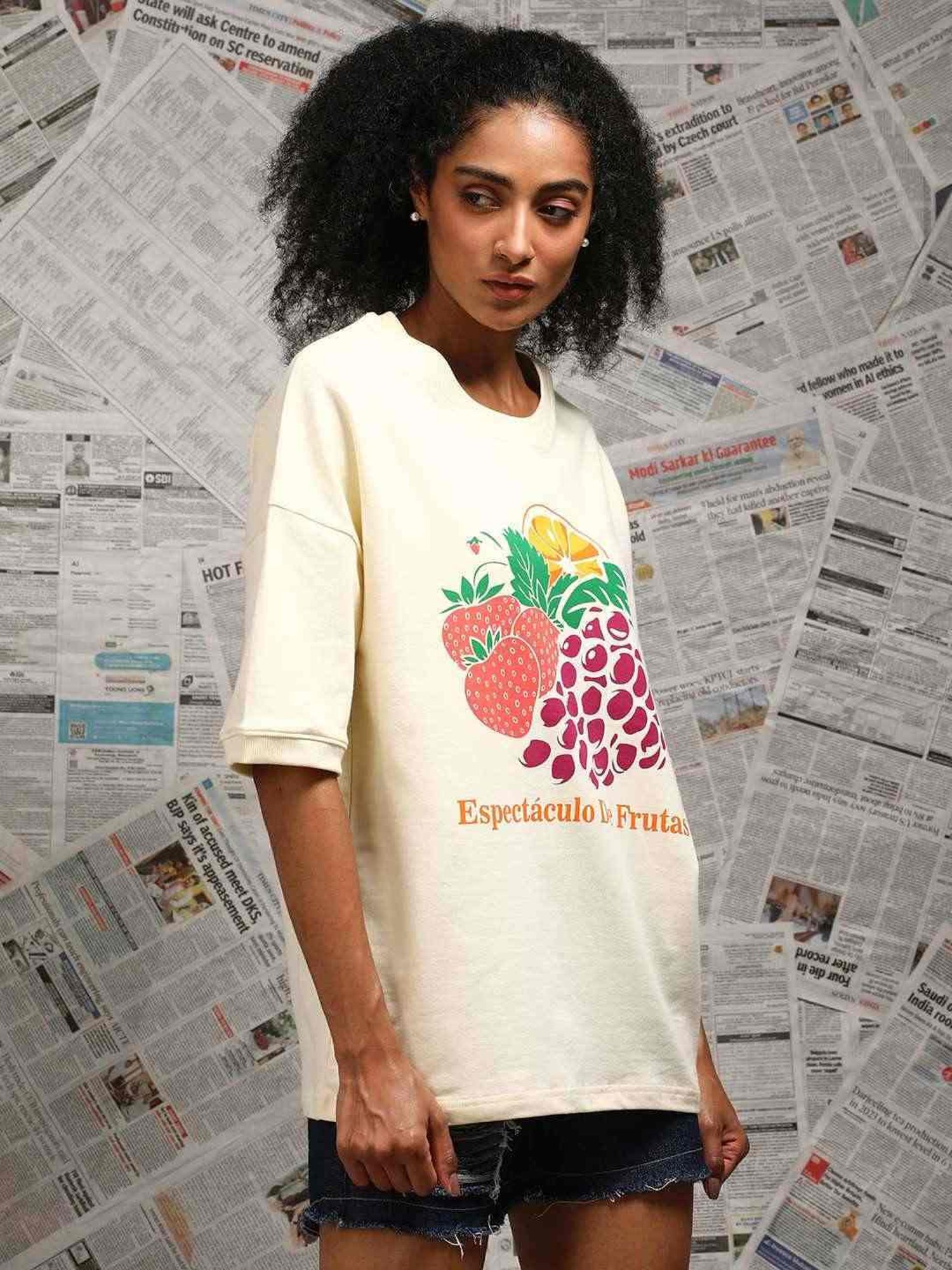 Difference Of Opinion Off White Loose Fit Printed Unisex T-Shirt