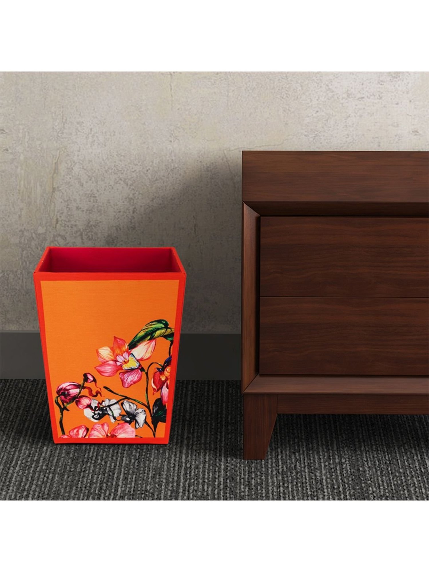 SEJ by Nisha Gupta Orange Wooden Open Dry Bin - 11.5 Litres