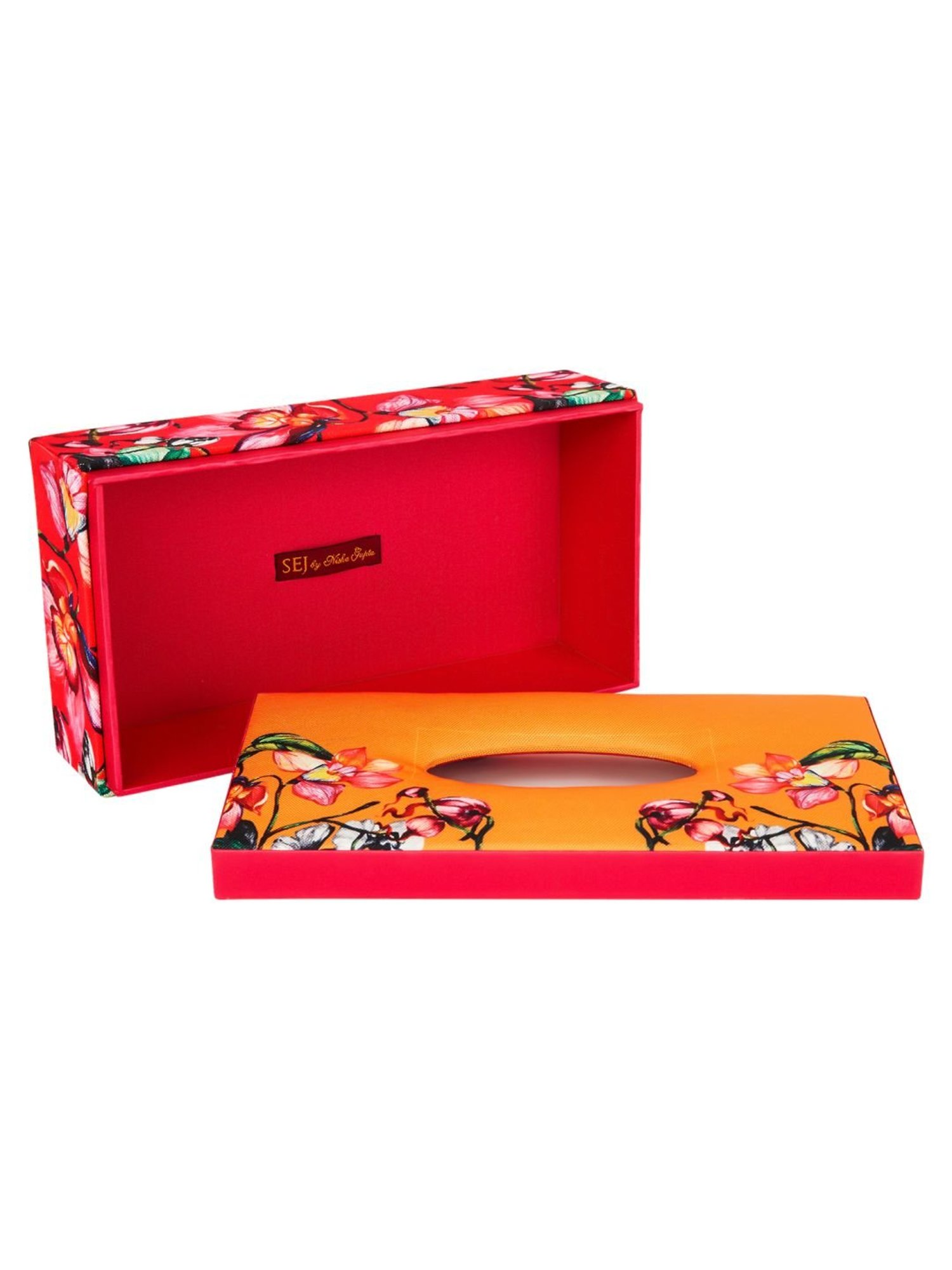 SEJ by Nisha Gupta Multicolor Wooden Tissue Paper Box Holder - Set of 1