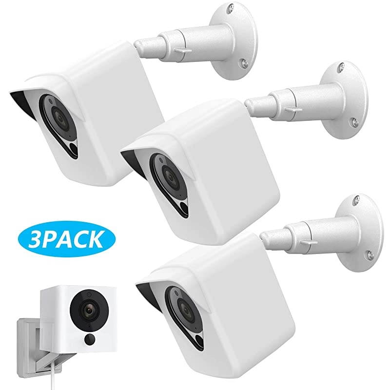 Wyze Cam Camera Wall Mount Bracket Weather Proof 360 Degree Protective Adjustable Housing Mount and Cover for Wyze Cam V2 V1 and Ismart Spot Camera Indoor Outdoor White3 Pack