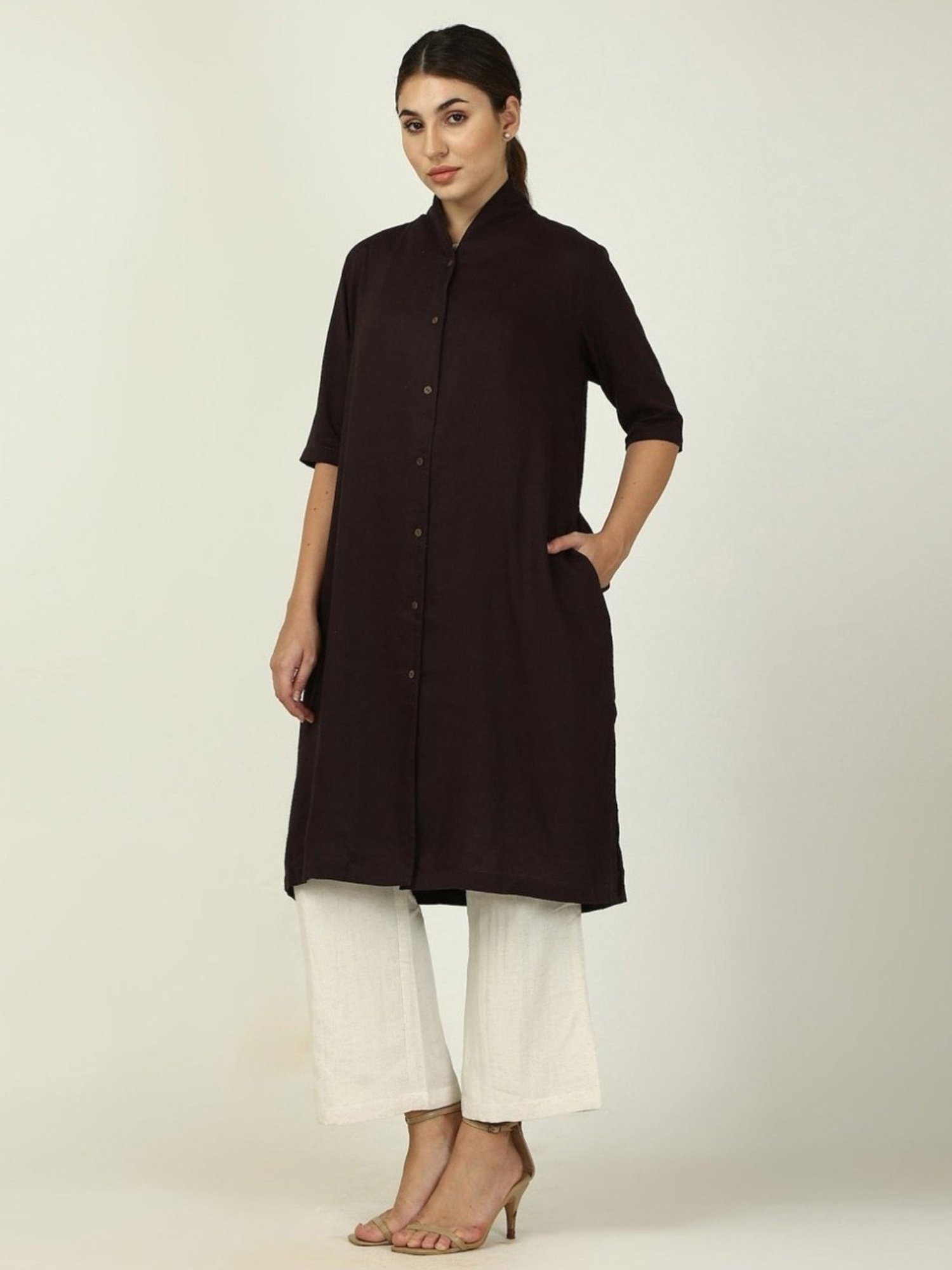 Saltpetre Classic Linen Coffee Brown Overlay & Cream Wide Leg Trouser Coord Set