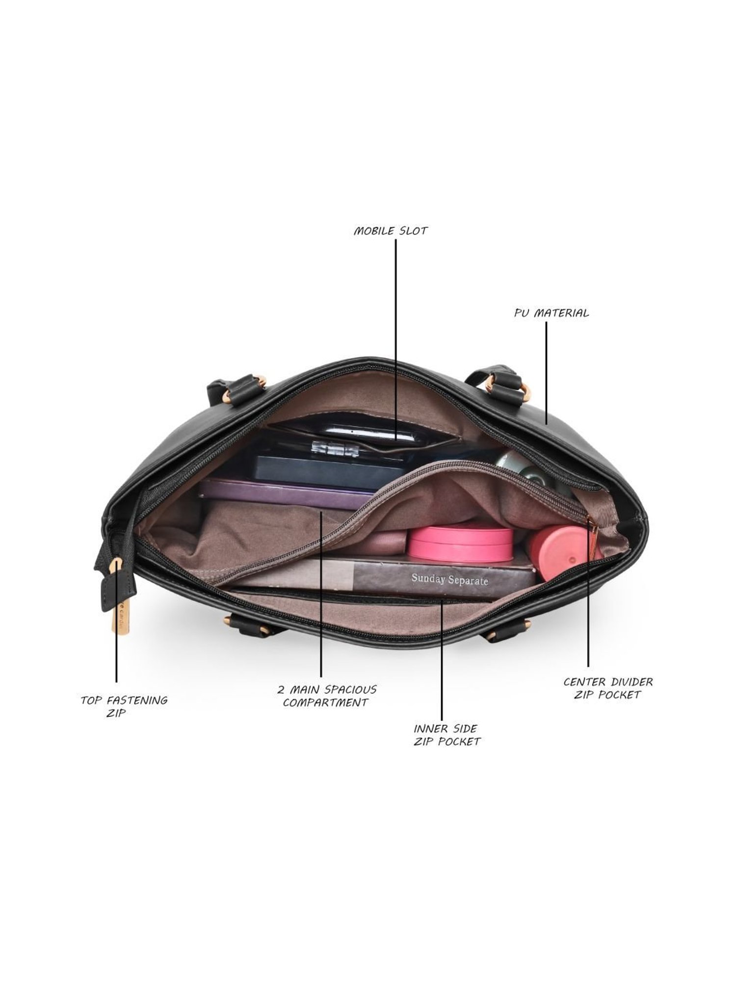 Pierre Cardin Black Solid Tote Handbag