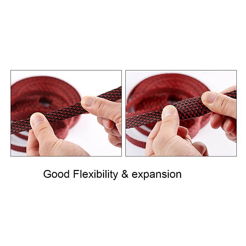 25ft 14 inch PET Expandable Braided Sleeving BlackRed  Braided Cable Sleeve