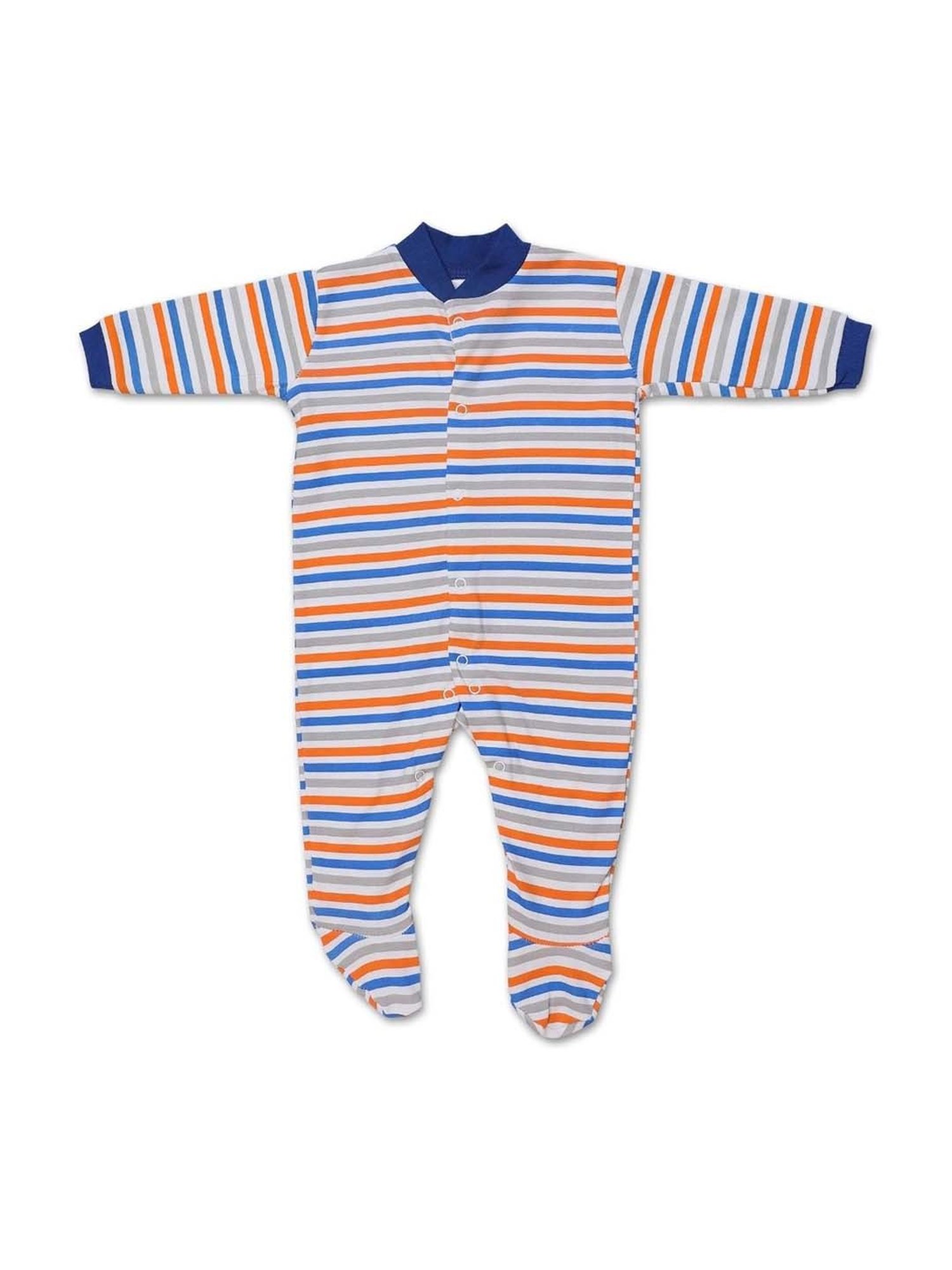 poplins Kids Multicolor Cotton Printed Full Sleeves Rompers (Pack of 3)