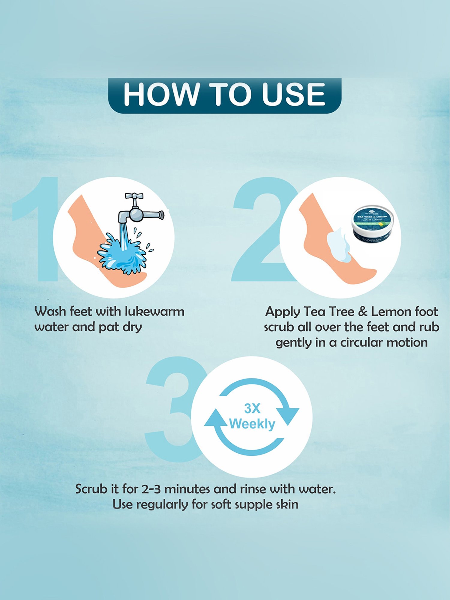 Kazarmaa Tea Tree & Lemon Foot Scrub with Scrubber Tools - 100 gm