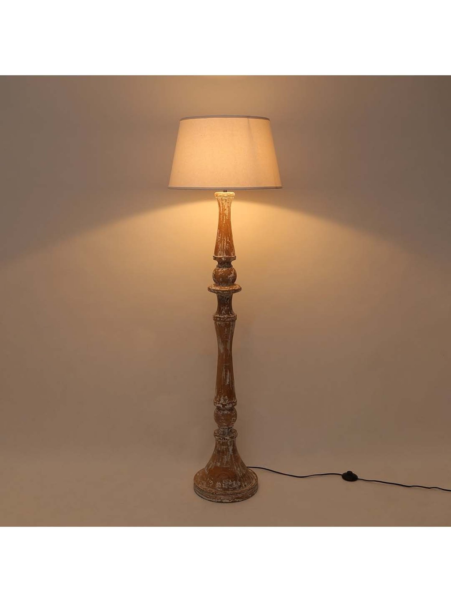 Home4U Marissa Brown & White Floor Lamp with Shade - Set of 1