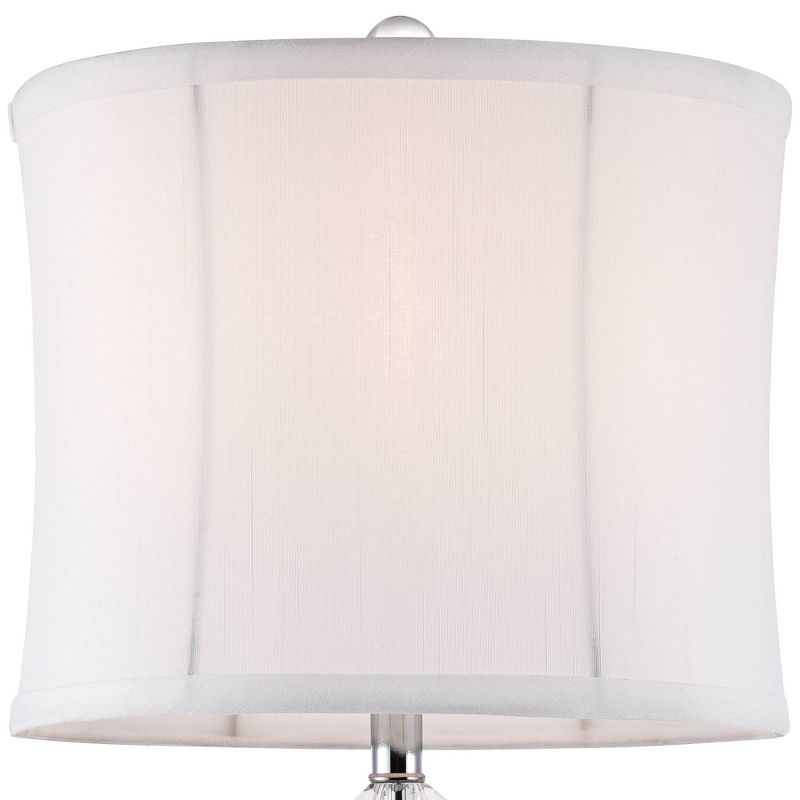 Vienna Full Spectrum Modern Accent Table Lamp Faceted Crystal Column Geneva White Drum Shade for Living Room Family Bedroom Office