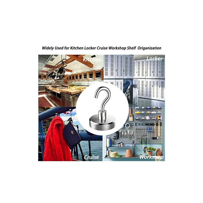 100LB Magnetic Hooks Heavy Duty for Hanging BBQ Grill Utensils Tools Coat Wreaths Outdoor Strong Neodymium Rare Earth Magnets Hook Hangers for Refrigerator Locker Cruise Cabins