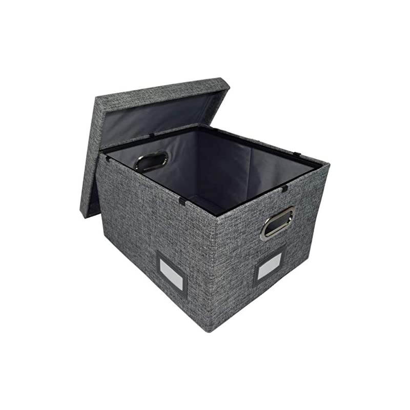Organizer Box Storage with Lid, Collapsible Hanging Documents for s, Filing, Portable, Book, Folder Holder, Desktop, Letter and Legal Storage Box, Gray 1 Pack