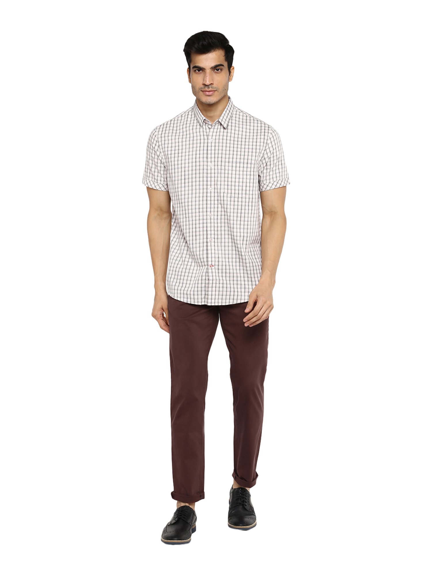 Red Chief Maroon Regular Fit Flat Front Trousers