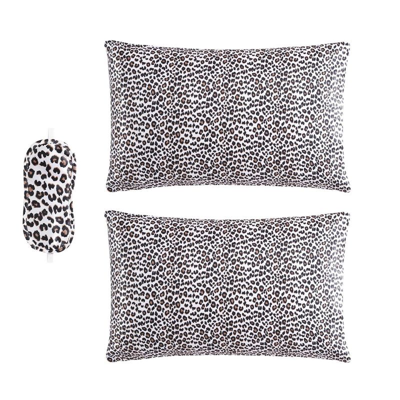 Standard Leopard Print Satin Pillowcase Set Charcoal - Betseyville