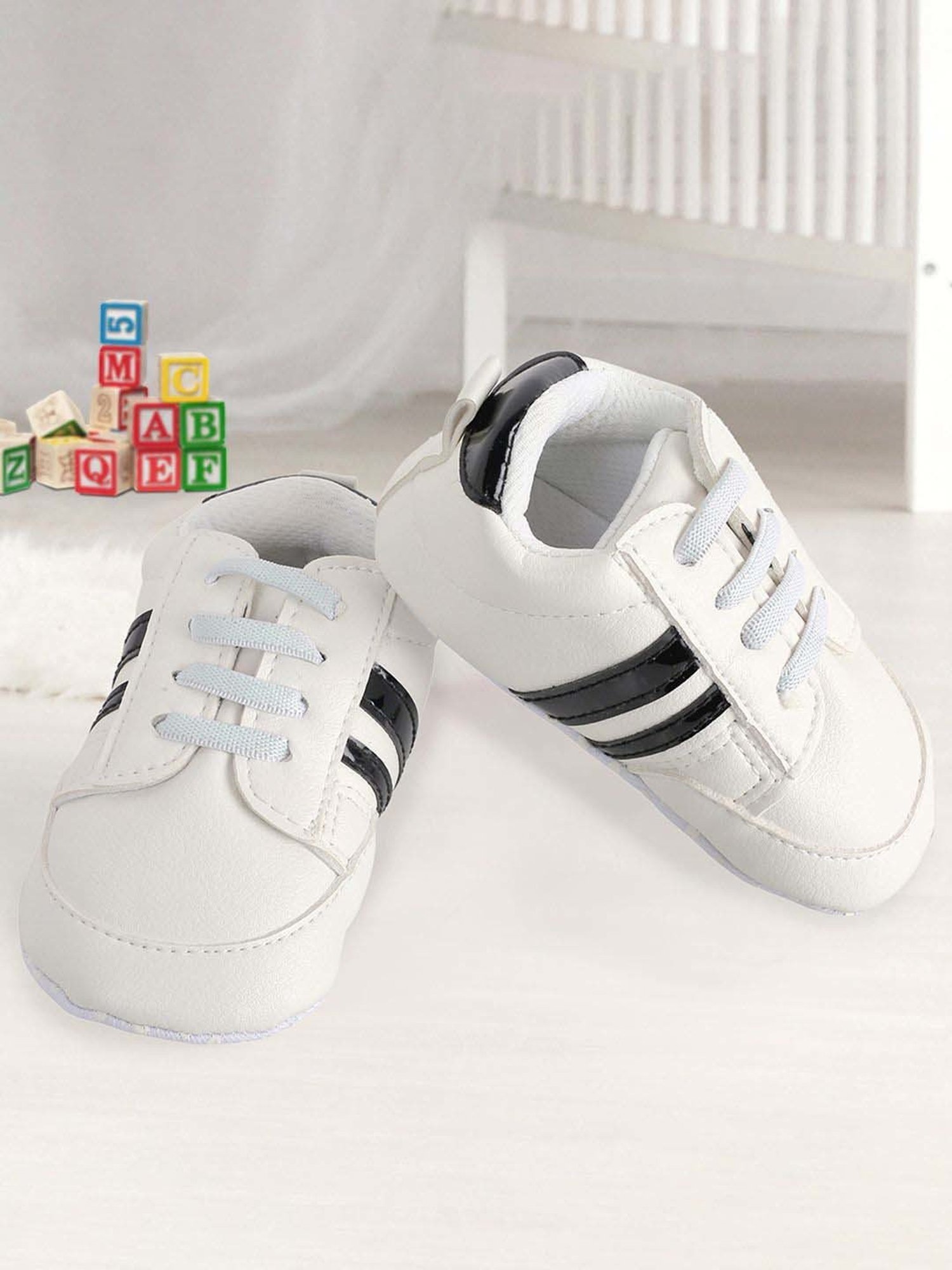 Baby Moo Kids White & Black Casual Booties