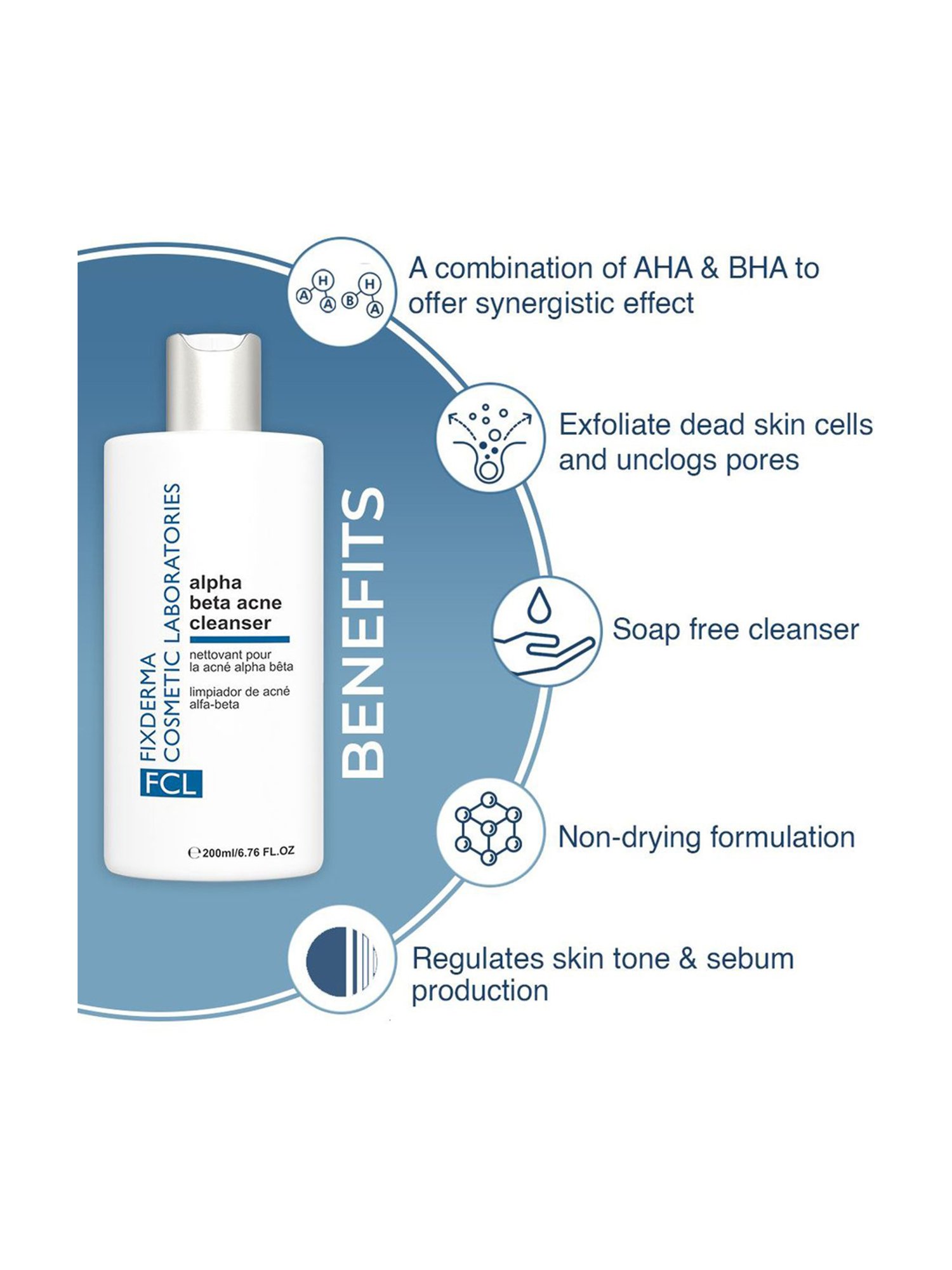 FCL Alpha Beta Acne Cleanser, Comedones Removal Cleanser - 200 ml