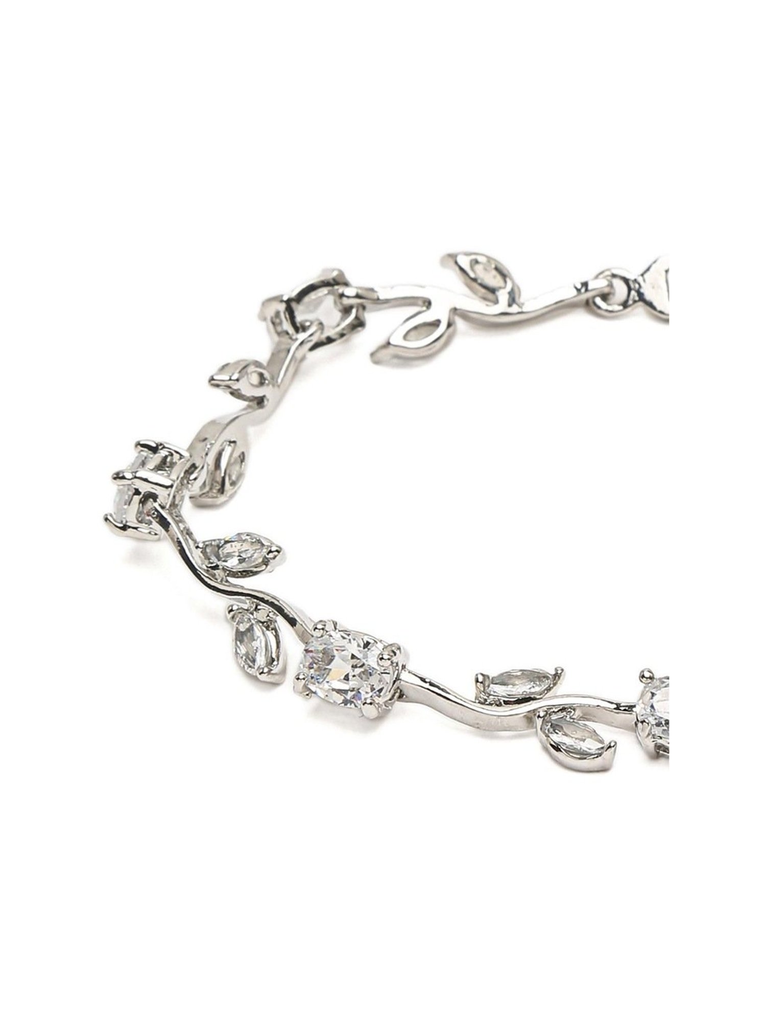 YouBella Women Silver-Plated & White Flexible fit Bracelet